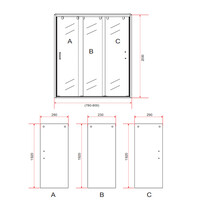 Nisdeur 3-Delig Schuifdeur BWS Aloni  80x200 cm 8 mm NANO Coating