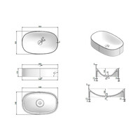 Waskom Luca Sanitair Tate 55x35x12,5 cm Solid Surface Mat Wit