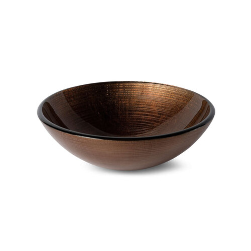 Waskom Luca Sanitair Vetro Rond 42x42x14,5 Gehard Glas Incl. Wastafelhouder Copper 