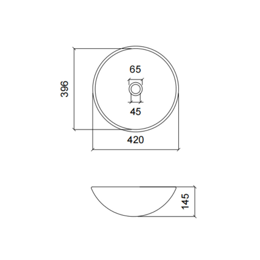 Waskom Luca Sanitair Vetro Rond 42x42x14,5 Gehard Glas Incl. Wastafelhouder Copper