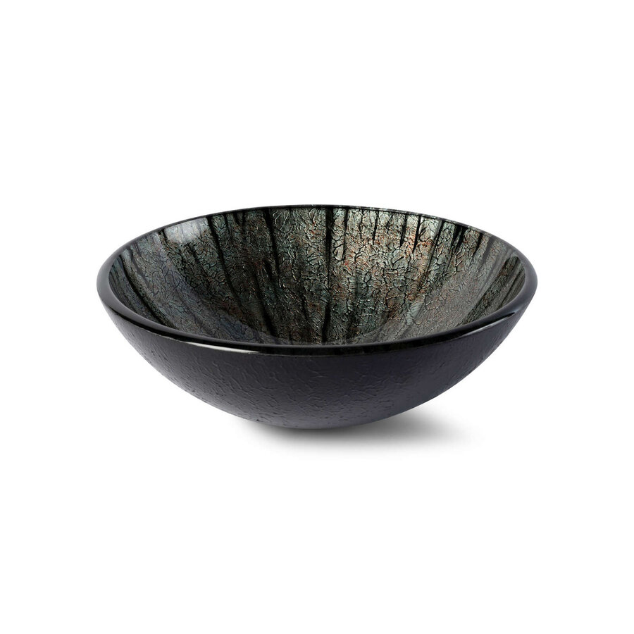 Waskom Luca Sanitair Vetro Rond 42x42x14,5 Gehard Glas Incl. Wastafelhouder Multicolor-Black