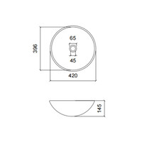 Waskom Luca Sanitair Vetro Rond 42x42x14,5 Gehard Glas Incl. Wastafelhouder Multicolor-Black