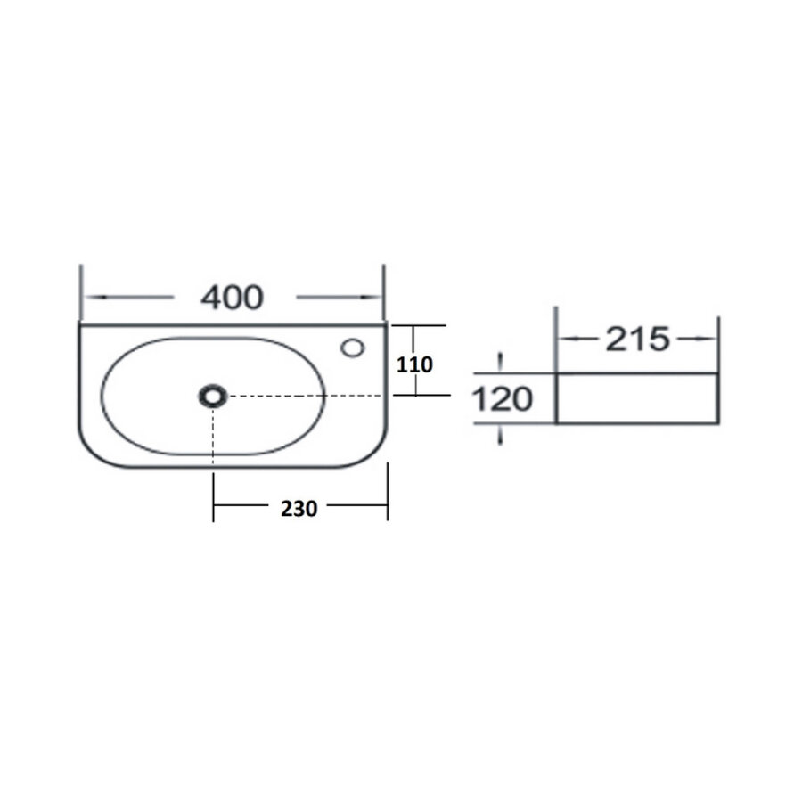 Fontein Luca Sanitair Ceramics 40x21,5x12 cm Keramiek Rechts Mat Zwart