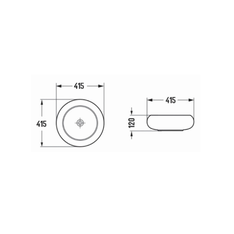 Waskom Luca Sanitair Ceramics Rond 41,5x41,5x12 Keramiek Mat Zwart