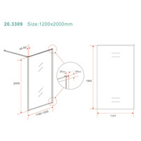 Inloopdouche Wiesbaden Square 120x200 cm 8 mm Nano Coating Helder Glas Geborsteld Brons Koper