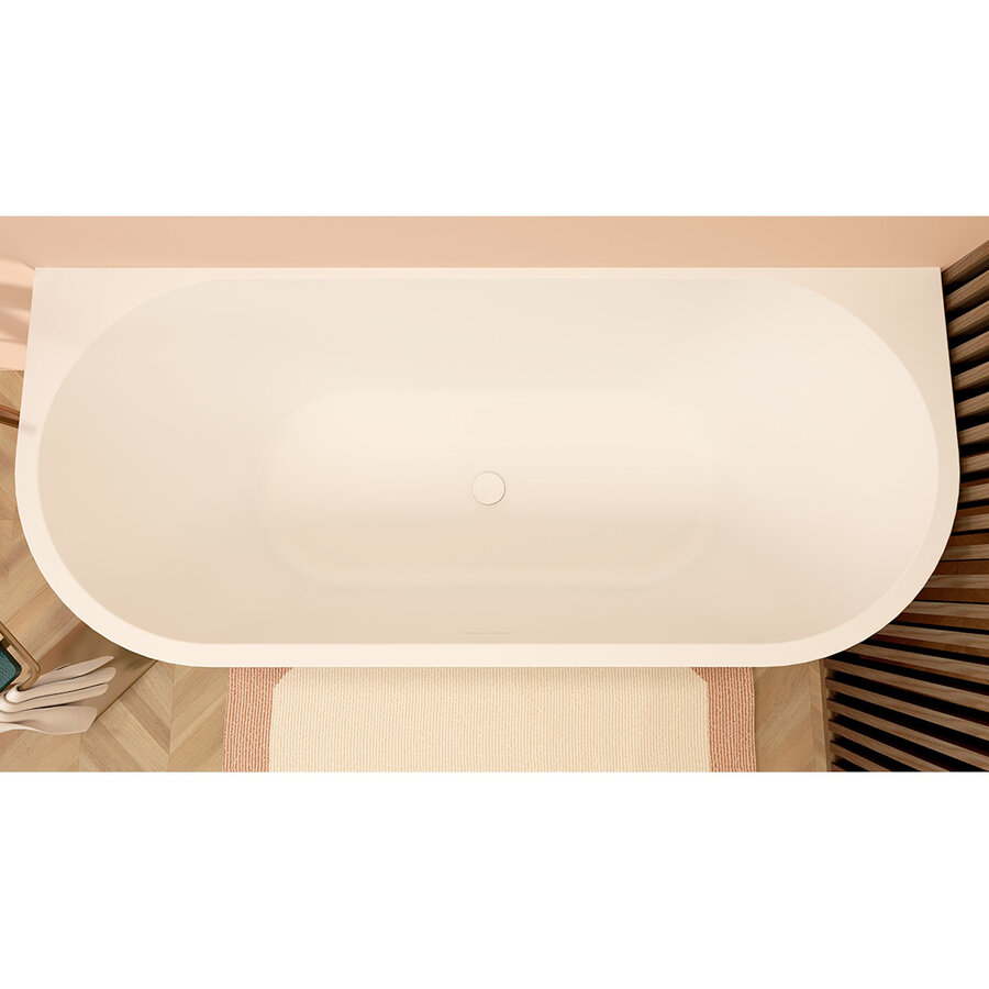 Half Vrijstaand ligbad Wiesbaden Zenn 180x80 Cm Met Waste Mat Wit