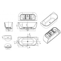 Half Vrijstaand Ligbad Wiesbaden Zenn 170x75 Cm Met Waste Wit