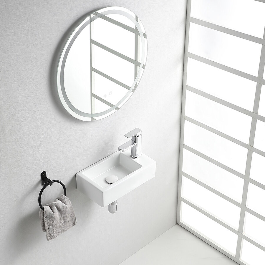 Fontein BWS Blong 40x22 Kraangat Rechts Glanzend Wit