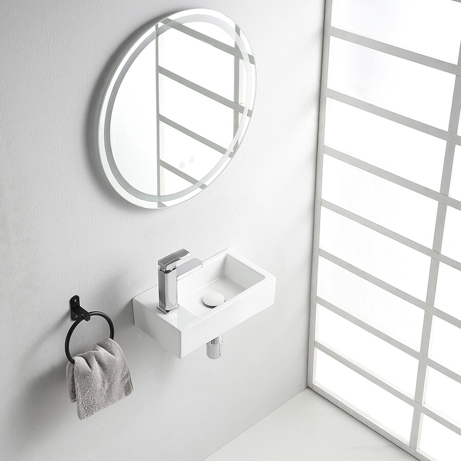 Fontein BWS Blong 40x22 Kraangat Links Glanzend Wit