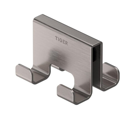 Handdoekhaak Voor Douchecabine Tiger Caddy 6-8 mm Dubbel RVS Geborsteld 