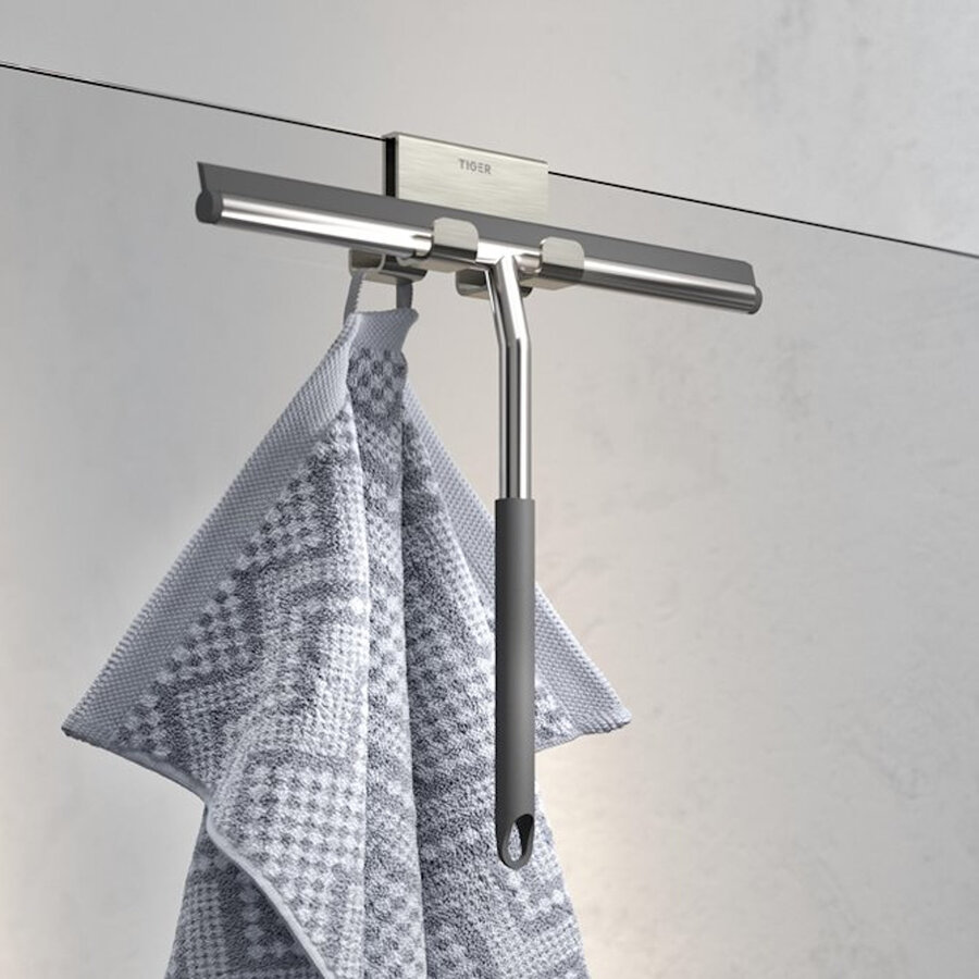 Handdoekhaak Voor Douchecabine Tiger Caddy 6-8 mm Dubbel RVS Geborsteld