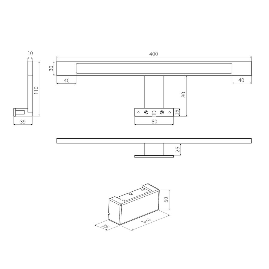 Tiger Ancis LED Spiegellamp 40 cm 4000K Geborsteld Goud
