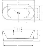 Bad Vrijstaand Riho Modesty 170x76 cm Acryl Hoogglans Wit