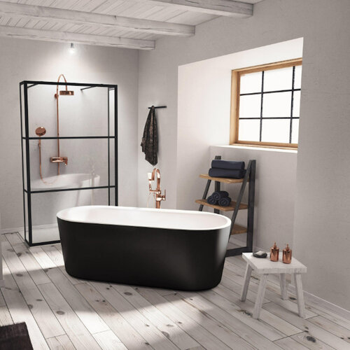 Bad Vrijstaand Riho Modesty 170x76 cm Acryl Velvet zwart 