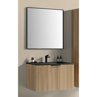 Badkamermeubelset BWS Bella 100 Cm Naturel Eik Mat Zwart