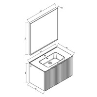 Badkamermeubelset Wiesbaden Ribbella 80 Cm Naturel Eik Mat Zwart
