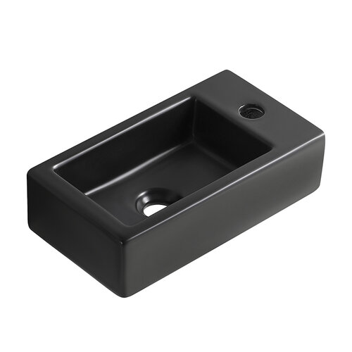 Fontein Wiesbaden Rhea M 40x22 Kraangat Rechts Mat Zwart 