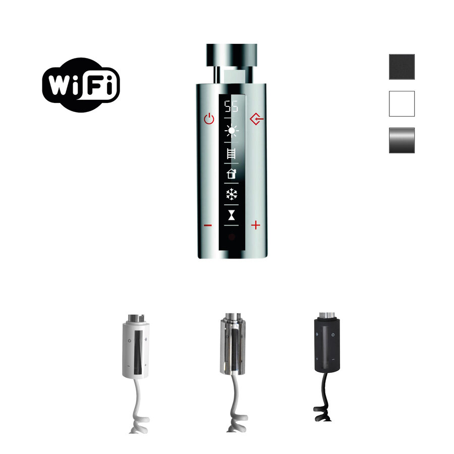 Radiator Sanicare Denso Met WiFi 180 x 40 cm Mat Wit Met Thermostaat Zwart Rechtsonder