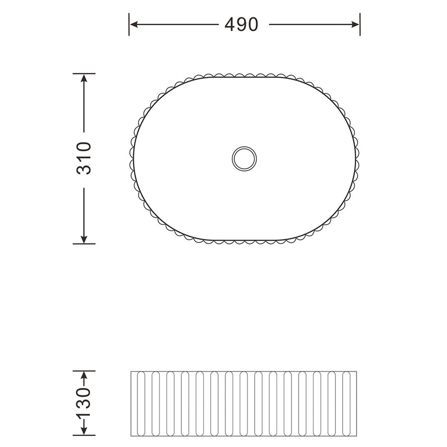 Waskom Sapho Picobello Keramisch Ovaal 49x31 cm Wit
