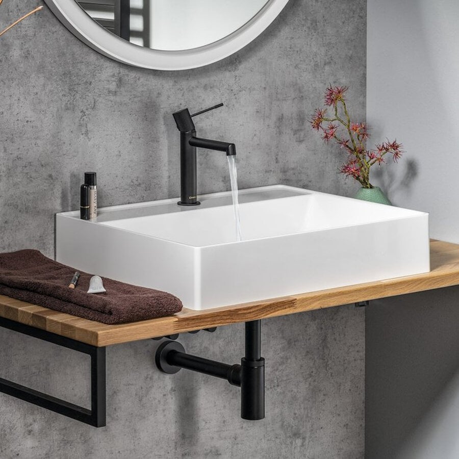 Opbouw Wastafel Sapho Twig Met Wastekapje 60x47 cm Cast Marble Wit