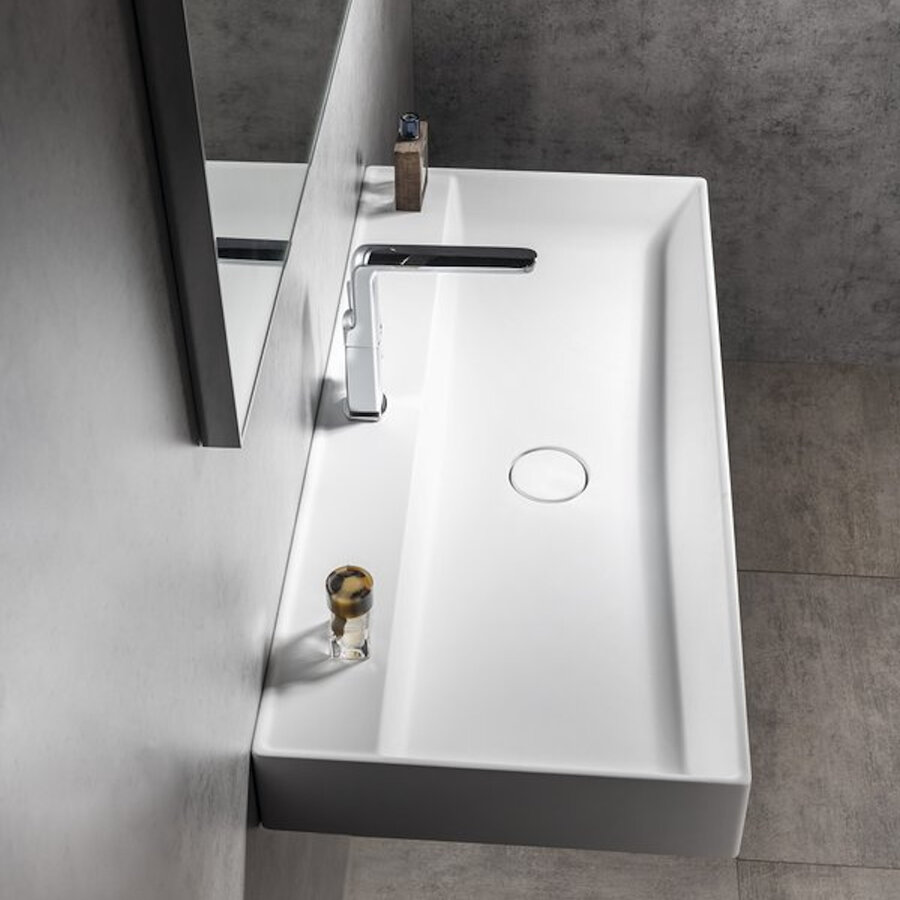 Opbouw Wastafel Sapho Twig Met Wastekapje 100x47 cm Cast Marble Wit