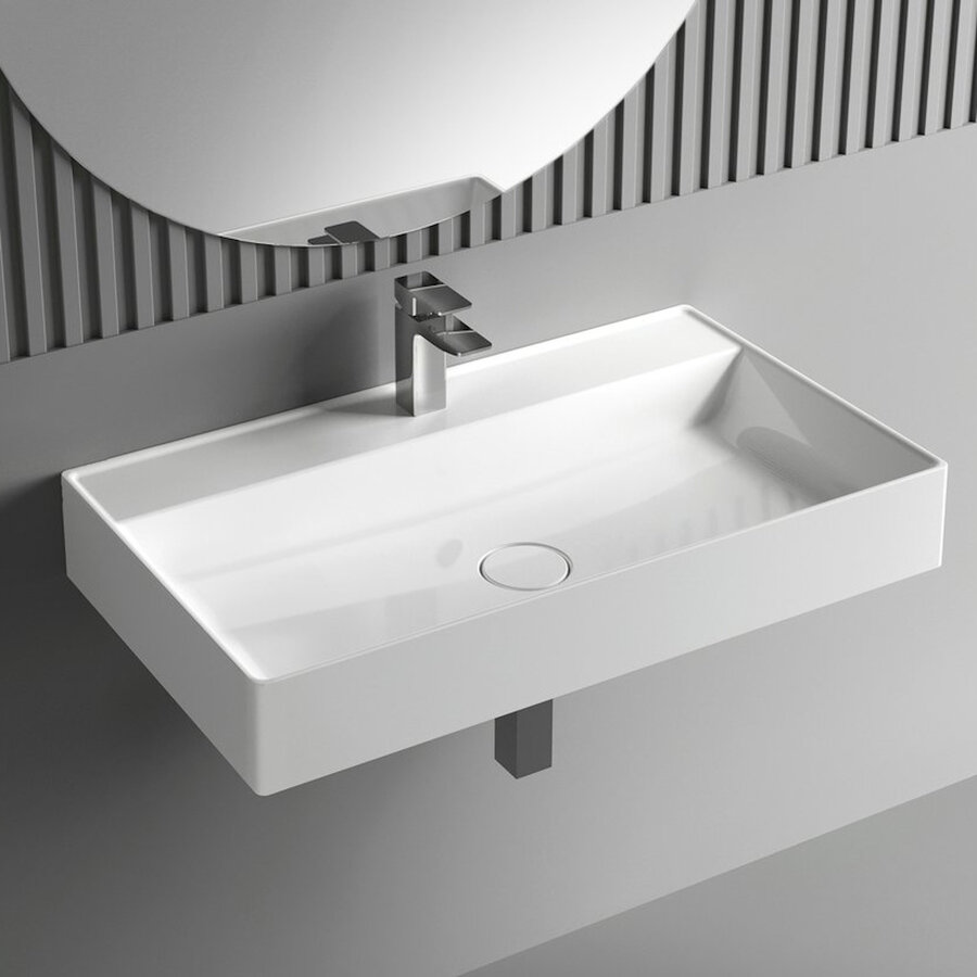 Opbouw Wastafel Sapho Twig Met Wastekapje 80x47 cm Cast Marble Wit