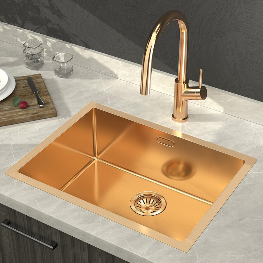 Inbouw Wastafel Sapho Zenith 60x45 cm RVS Koper PVD