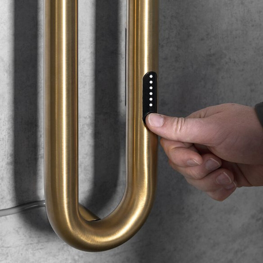 Elektrische Radiator Sapho Duopasso Met Timer 12,2x170 cm 45W Geborsteld Goud