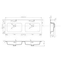 Wastafel Wiesbaden Ribbella 120 cm Mat Zwart