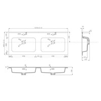Wastafel BWS Bella 120 cm Mat Zwart