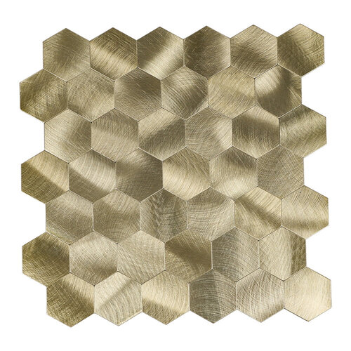 Mozaïek Isodeco Steenstrip Hexagon Zelfklevend 29.0x28.0 cm Geborsteld Goud (Prijs Per Stuk) 