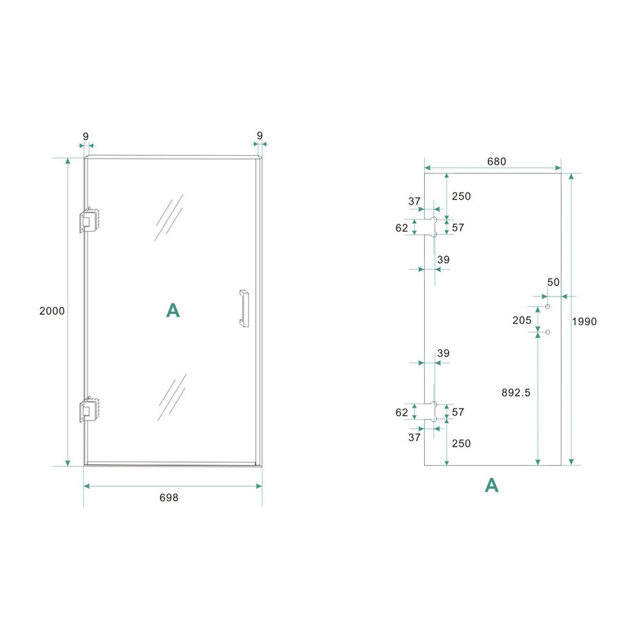 Glas Voor Nisdeur Wiesbaden Less 70x200 cm 8 mm Nano Helder Glas