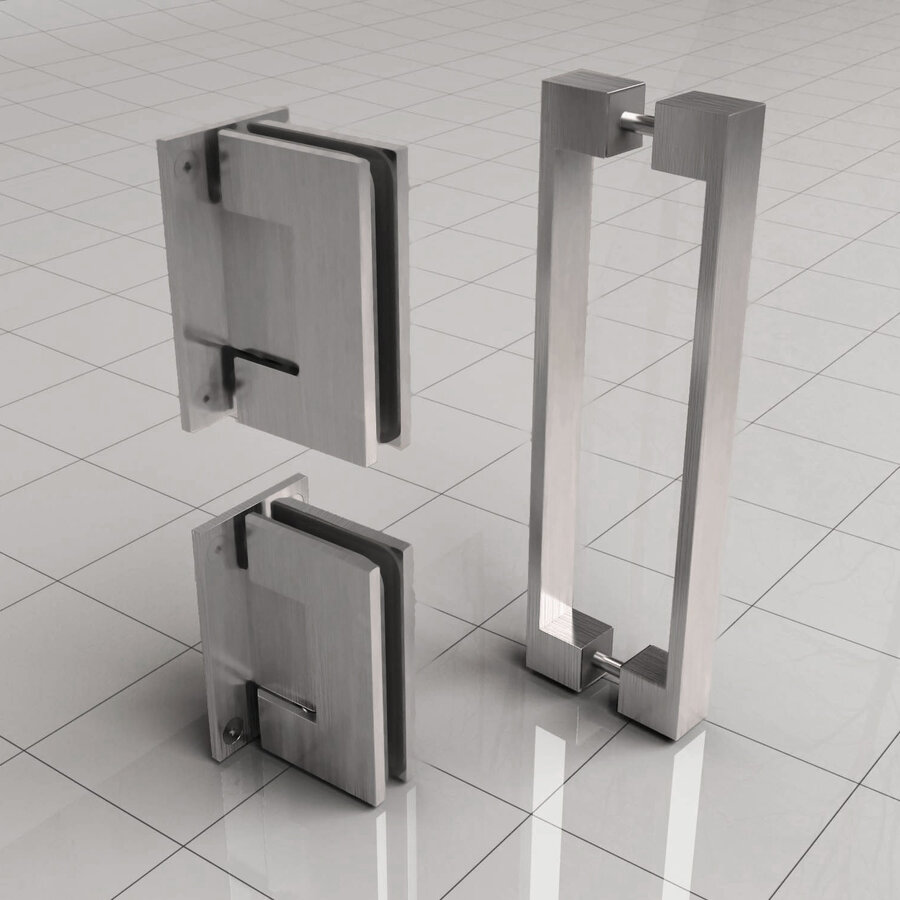 Scharnierset En Greep tbv Profielloze Nisdeur BWS Miley Geborsteld Staal