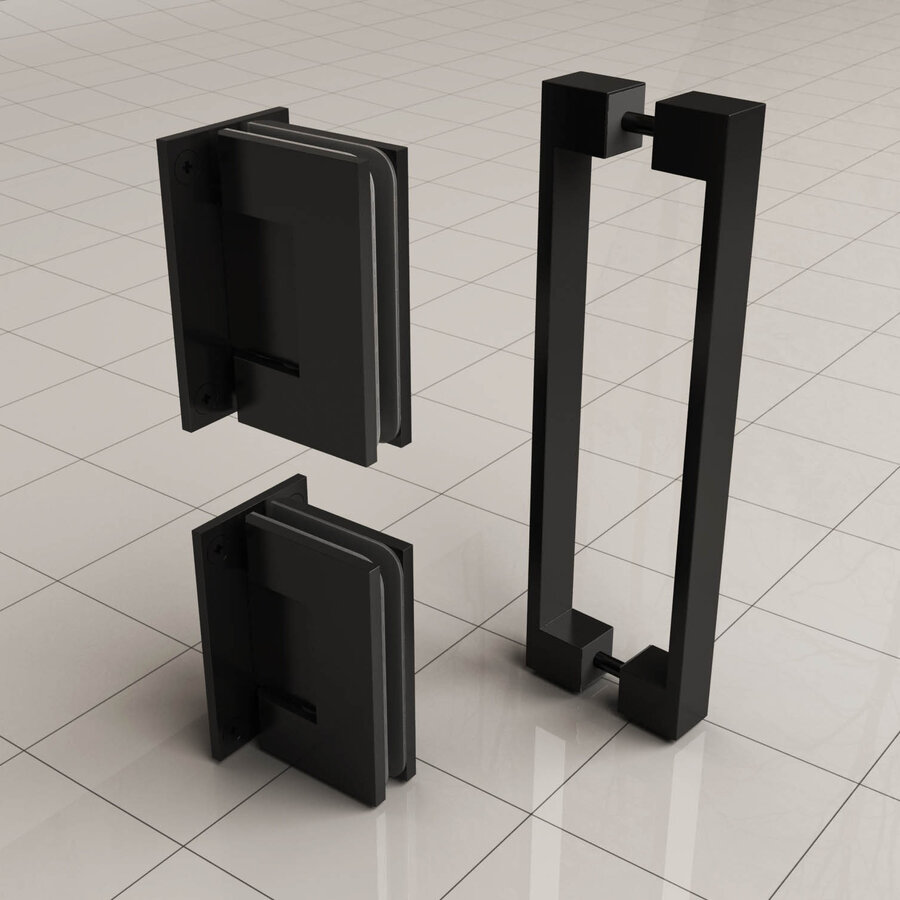 Scharnierset En Greep tbv Profielloze Nisdeur BWS Miley Mat Zwart