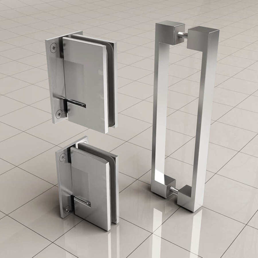 Scharnierset En Greep tbv Profielloze Nisdeur BWS Miley Chroom