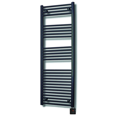 Elektrische Design Radiator Sanicare Plug & Play 172x45 cm Mat Zwart 596 Watt Met Chroom Thermostaat En Bluetooth Links 