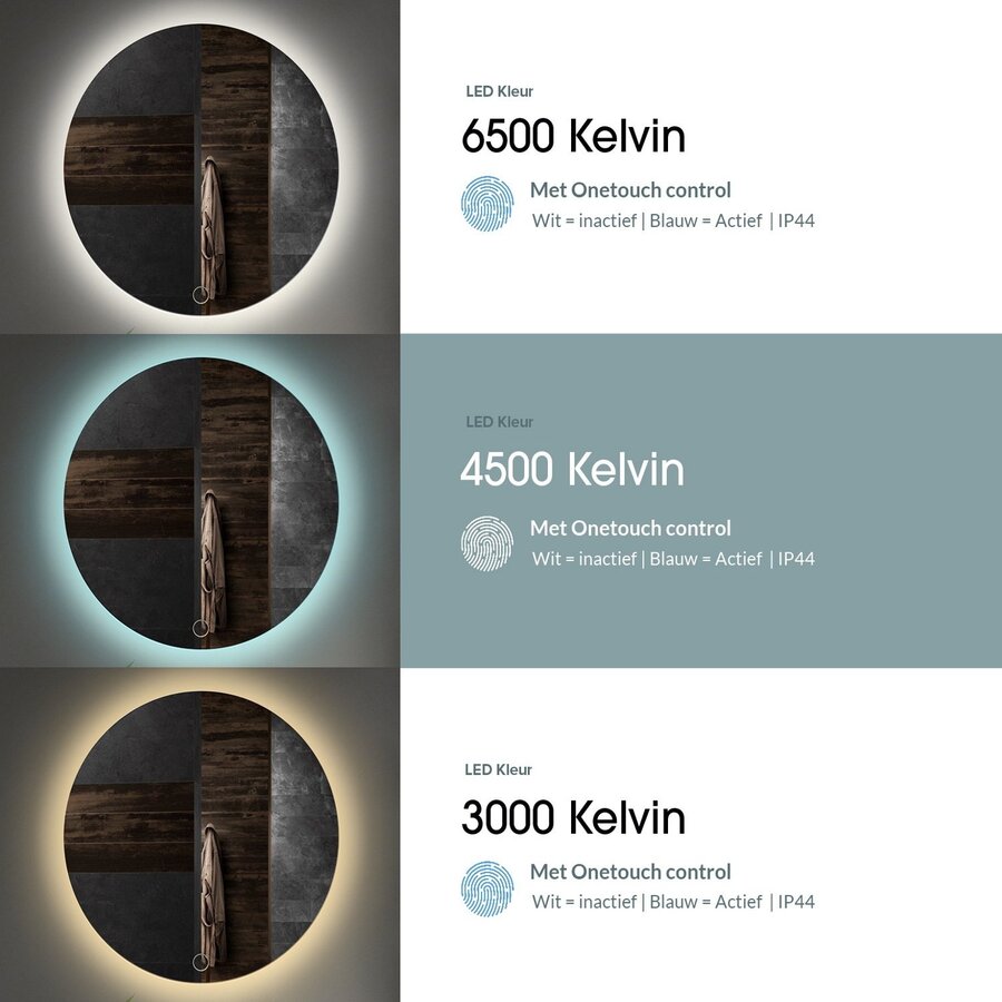 Badkamerspiegel Gliss Fury Organic LED Verlichting 100x100 cm En Spiegelverwarming