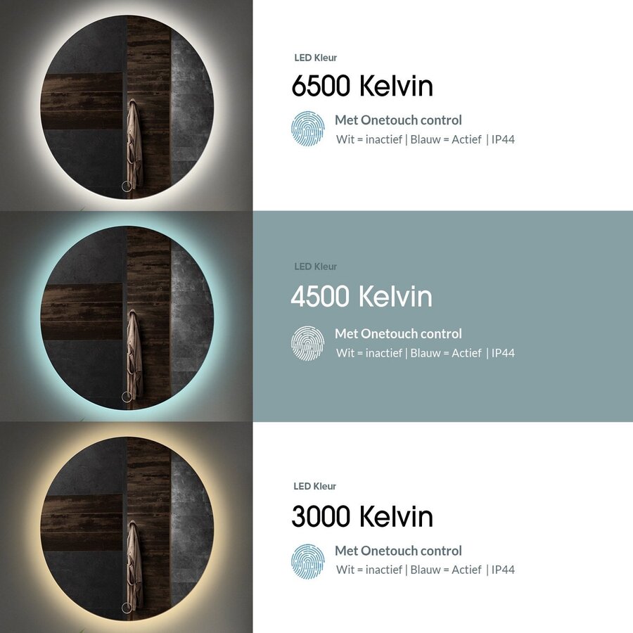 Badkamerspiegel Gliss Design Fury Satine 100x100cm Met LED-Verlichting En Spiegelverwarming