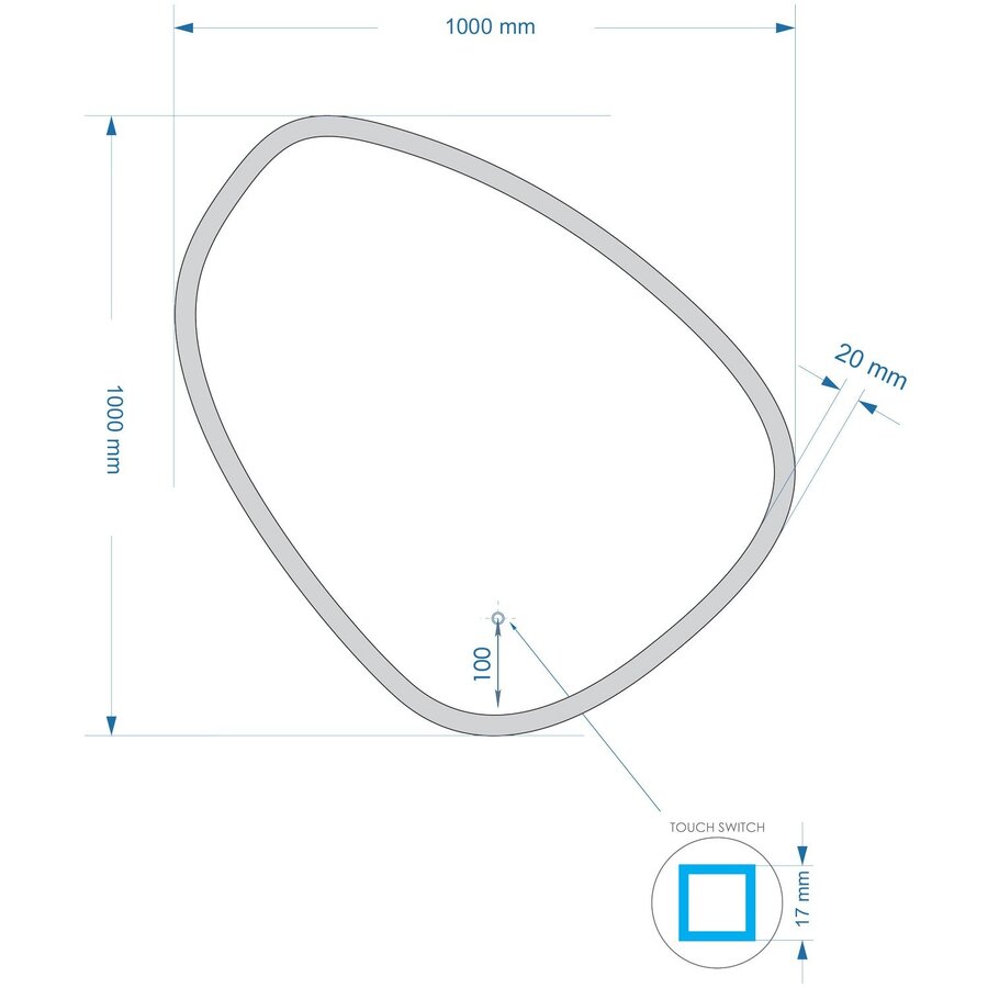 Badkamerspiegel Gliss Design Fury Satine 100x100cm Met LED-Verlichting En Spiegelverwarming