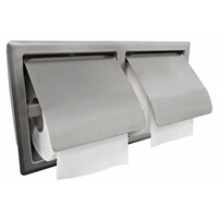 Dubbele Toiletrolhouder Inbouw Boss & Wessing Boston met Klep RVS