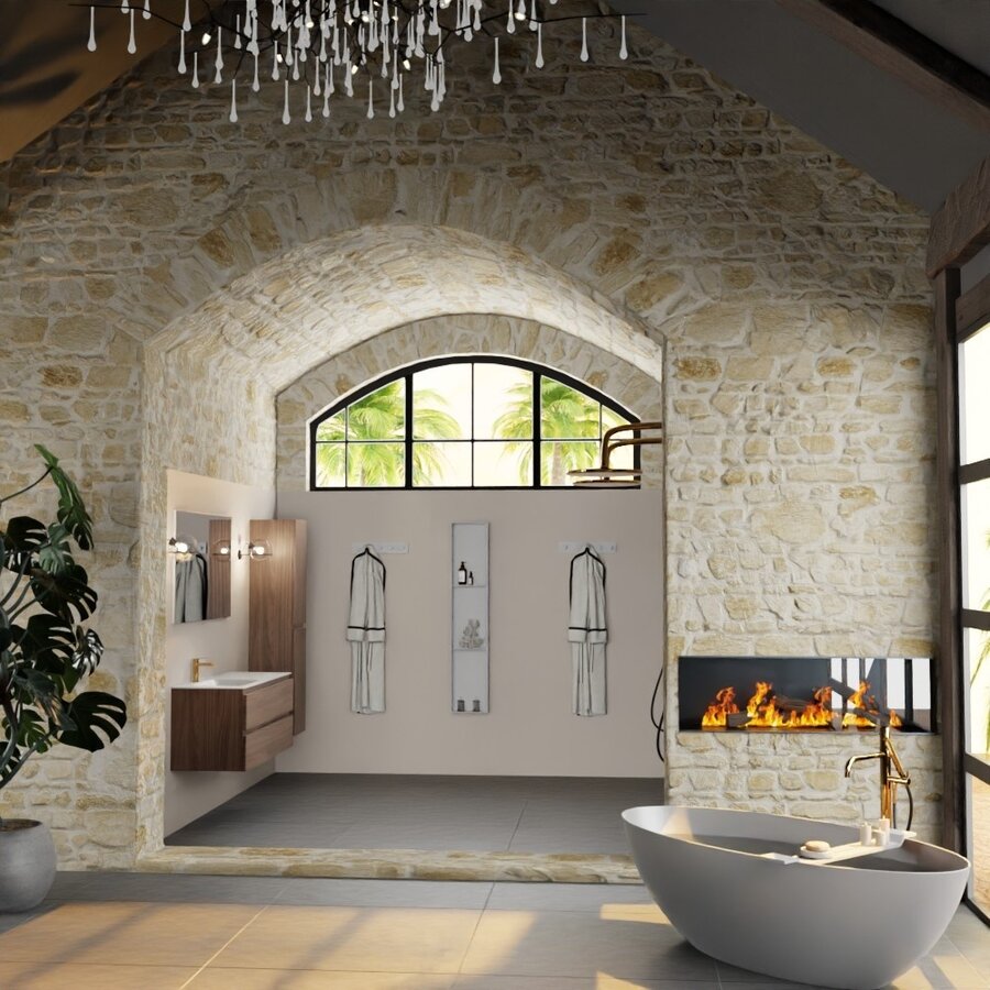 MONDIAZ AIVY 120cm badmeubel Mocha, wastafel Talc solid surface links 1 kraangat (AI-351631TALC-SI - AI-M120MOLI)