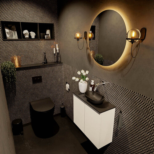 MONDIAZ FOWY toiletmeubel 60cm kleur talc. Waskom positie rechts kleur urban | urban. Zonder kraangat 