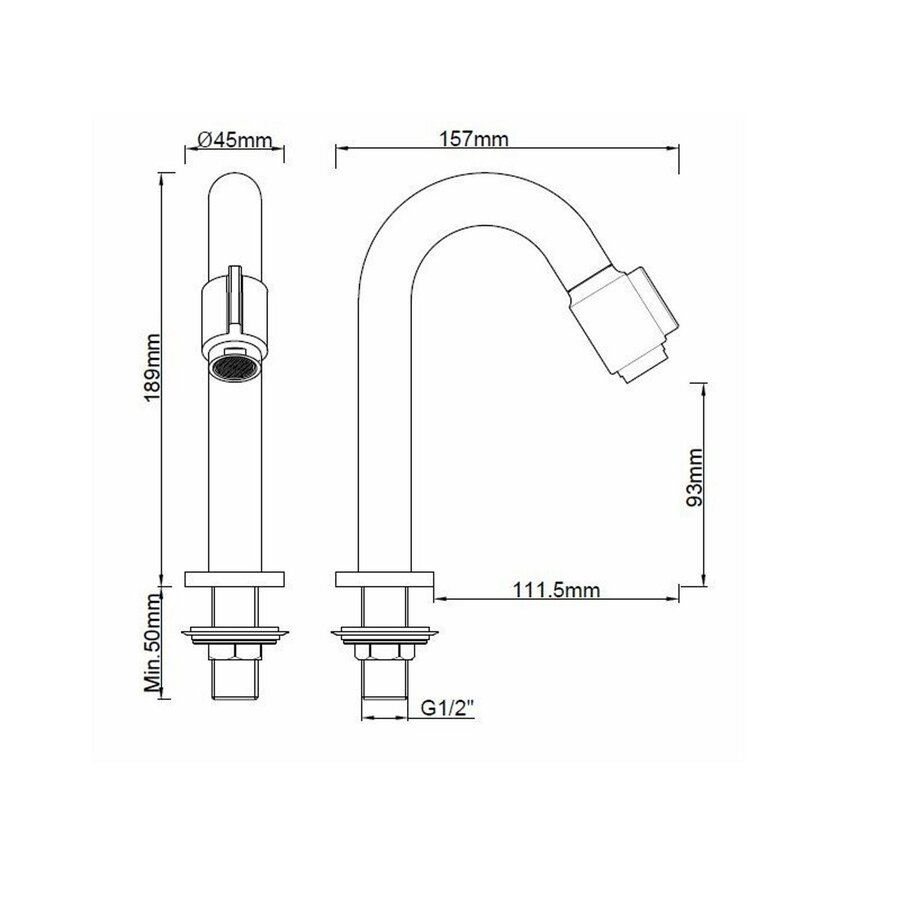 Fonteinset BWS Solid Surface Met Handdoekhouder Rechts Zwart Koper