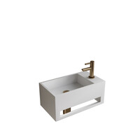 Fonteinset BWS Solid Surface Met Handdoekhouder Rechts Wit Goud