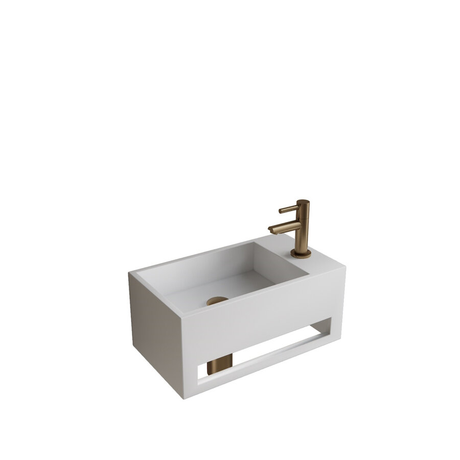 Fonteinset BWS Solid Surface Met Handdoekhouder Rechts Wit Goud