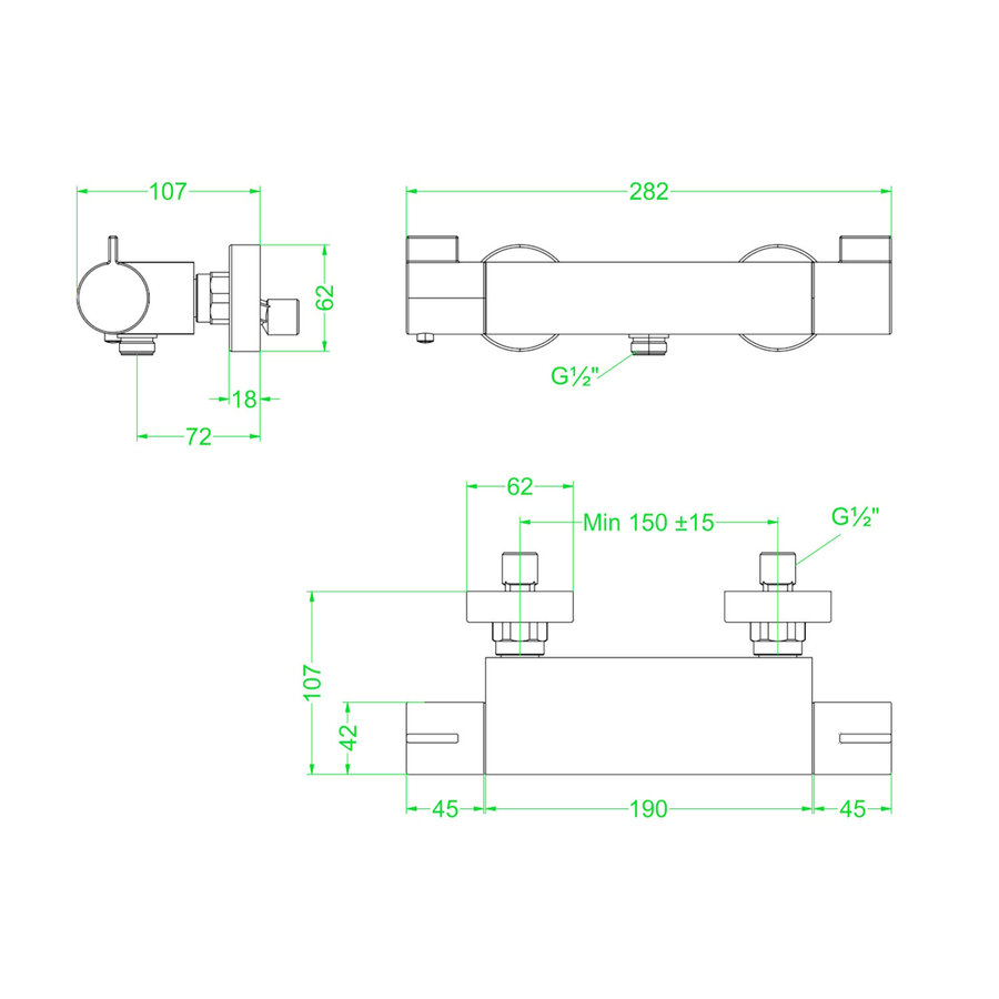 Douchethermostaatkraan IVY Pact Opbouw Cooltouch Geborsteld Nickel PVD