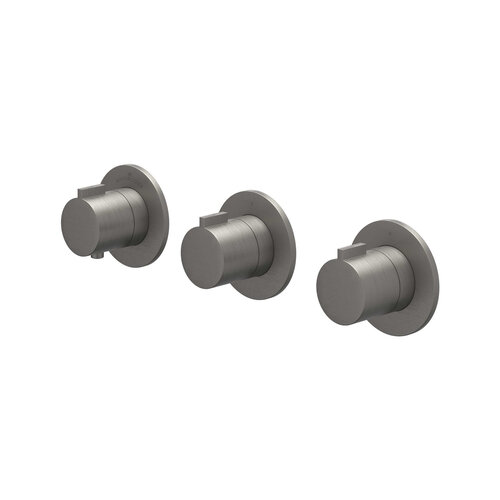 Afbouwdeel IVY Pact Inbouwthermostaat 2 Stopkranen Symmetry Met Ronde Rozetten Geborsteld Metal Black PVD 