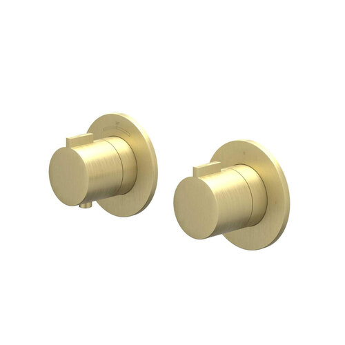 Afbouwdeel IVY Pact Inbouwthermostaat 2-weg Stop-Omstel Met Rond Rozet Geborsteld Mat Goud PVD 