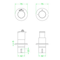 Afbouwdeel IVY Pact Inbouwthermostaat 2-weg Stop-Omstel Met Rond Rozet Geborsteld Mat Goud PVD
