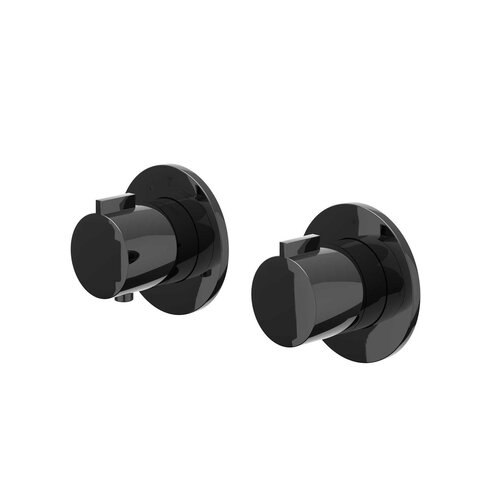 Afbouwdeel IVY Pact Inbouwthermostaat 2-weg Stop-Omstel Met Rond Rozet Zwart Chroom PVD 